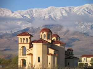 On the Feastday of St John Chrysostom, Bishop Irenei of London and Western Europe Served the Divine Liturgy at the Holy Monastery of St Paisius in Arizona.